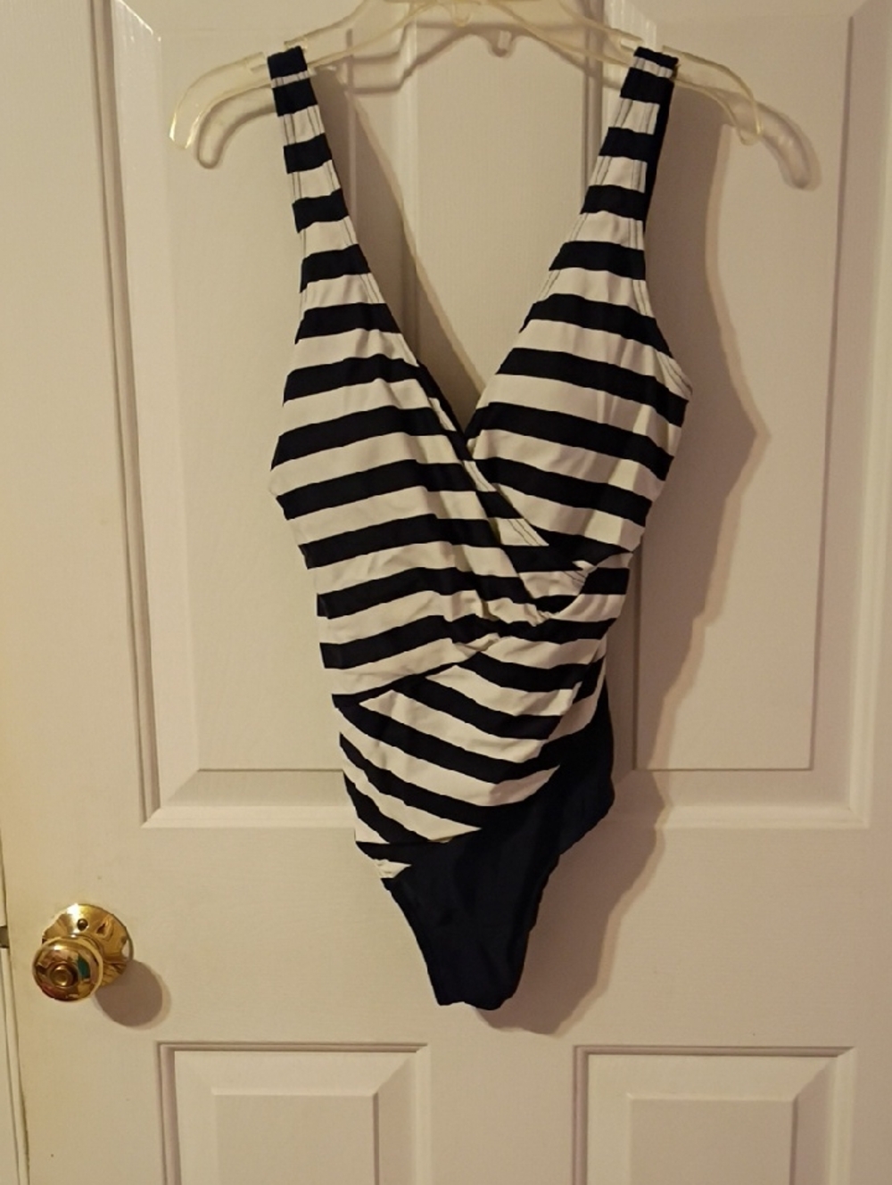 Togs Black and White Striped One-Piece Swimsuit